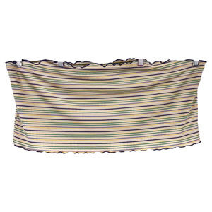 BP Plus Size 3X Crop Top Elastic‎ Ruffle Trim Striped Purple Green Tan 1504